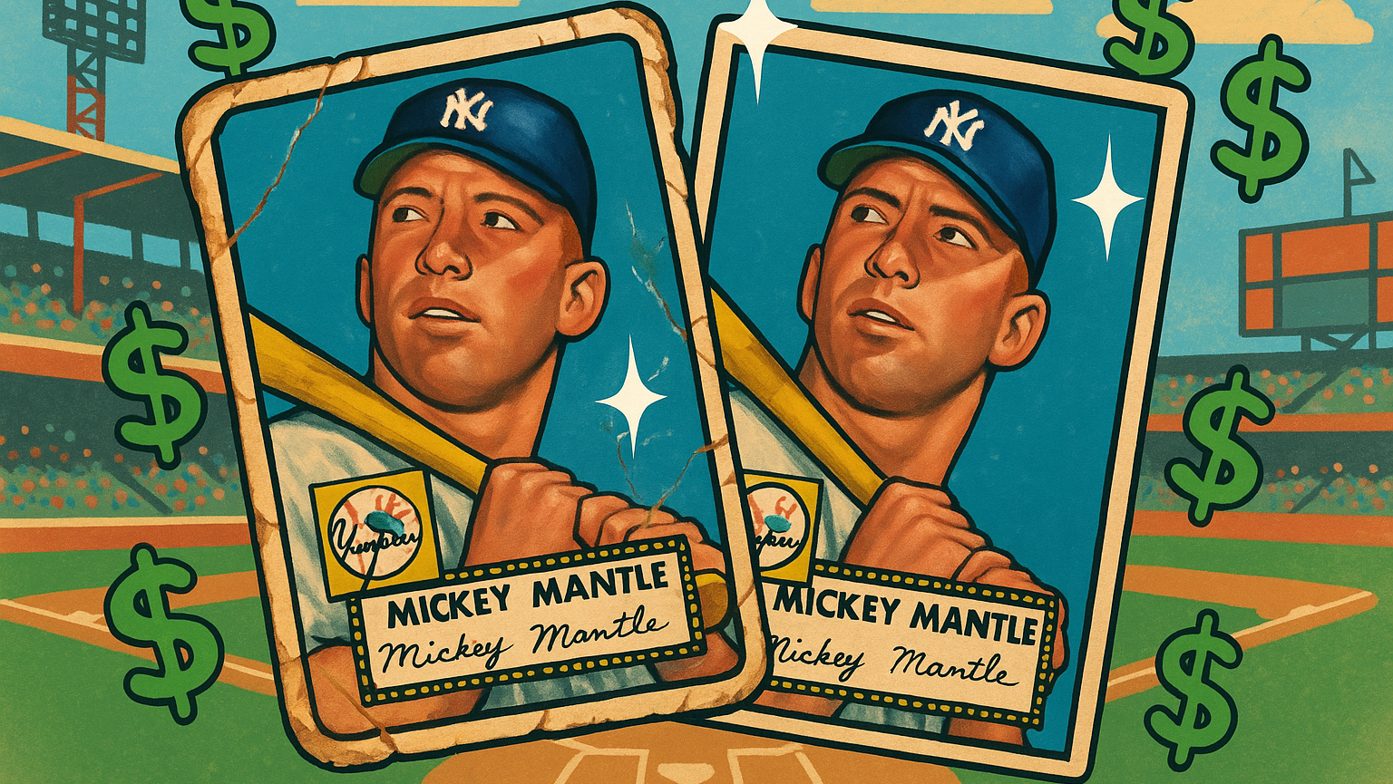 2 Beat-Up 1952 Mickey Mantle Baseball Cards Just Sold For More than $30K 1 mickey mantle baseball cards